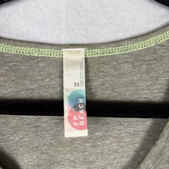 Free People FP BEACH Free Fallin' Burnout Tee Top Army Green XS but Oversized - Picture 2 of 6